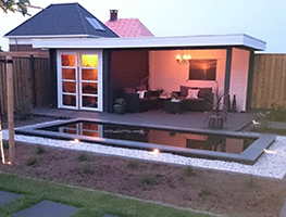 Blokhutten met platdak