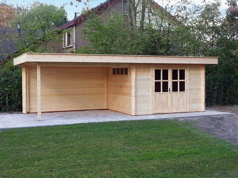 Verwonderend M28 400x350+400x350 Astoni Modern Tuinhuis Blokhut met plat dak en TL-03