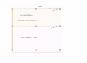 Berging met overkapping voor de kleine tuin. Type Katu.